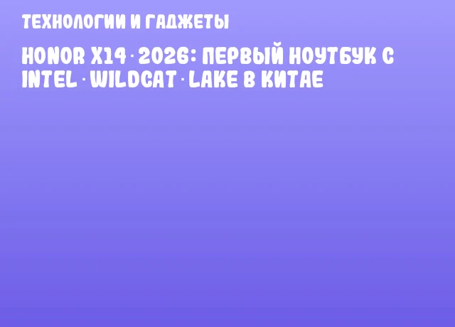 Honor X14 2026: первый ноутбук с Intel Wildcat Lake в Китае Honor X14 2026: первый ноутбук с Intel Wildcat Lake в Китае