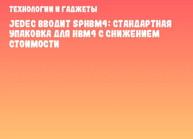 JEDEC вводит SPHBM4: стандартная упаковка для HBM4 с снижением стоимости JEDEC вводит SPHBM4: стандартная упаковка для HBM4 с снижением стоимости