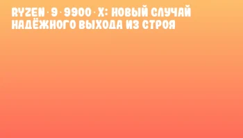 Ryzen 9 9900 X: новый случай надёжного выхода из строя Ryzen 9 9900 X: новый случай надёжного выхода из строя