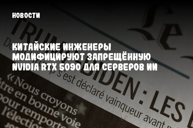 Китайские инженеры модифицируют запрещённую NVIDIA RTX 5090 для серверов ИИ Китайские инженеры модифицируют запрещённую NVIDIA RTX 5090 для серверов ИИ