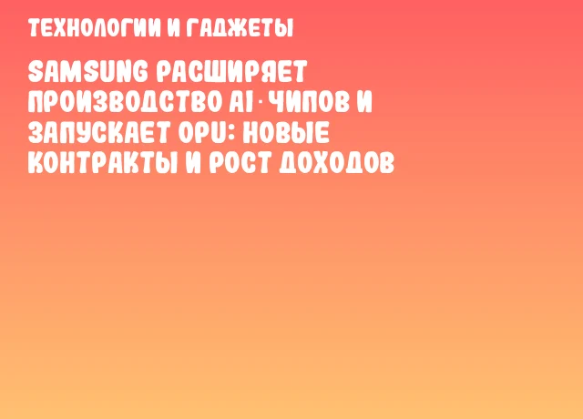 Samsung расширяет производство AI‑чипов и запускает OPU: новые контракты и рост доходов Samsung расширяет производство AI‑чипов и запускает OPU: новые контракты и рост доходов