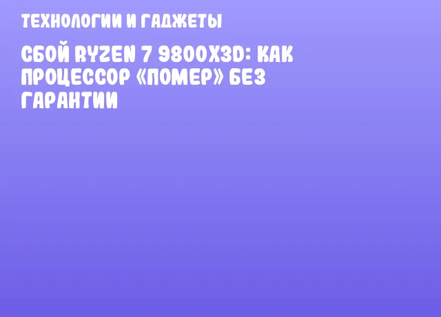 Сбой Ryzen 7 9800X3D: как процессор &laquo;помер&raquo; без гарантии