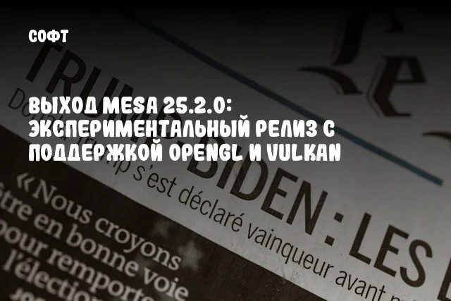 Выход Mesa 25.2.0: Экспериментальный релиз с поддержкой OpenGL и Vulkan Выход Mesa 25.2.0: Экспериментальный релиз с поддержкой OpenGL и Vulkan