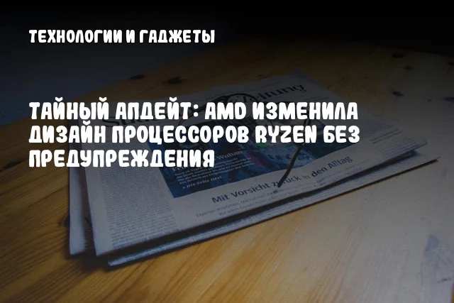 Тайный апдейт: AMD изменила дизайн процессоров Ryzen без предупреждения Тайный апдейт: AMD изменила дизайн процессоров Ryzen без предупреждения