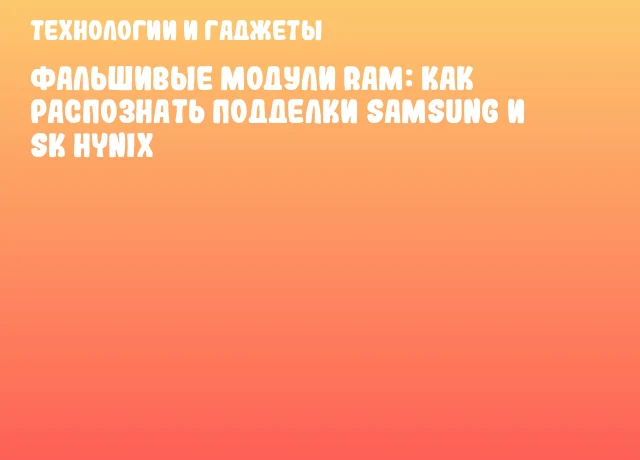 Фальшивые модули RAM: как распознать подделки Samsung и SK hynix