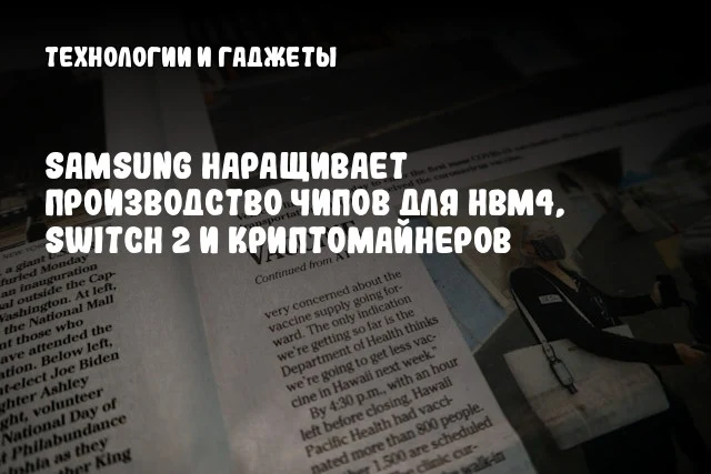 Samsung наращивает производство чипов для HBM4, Switch 2 и криптомайнеров Samsung наращивает производство чипов для HBM4, Switch 2 и криптомайнеров