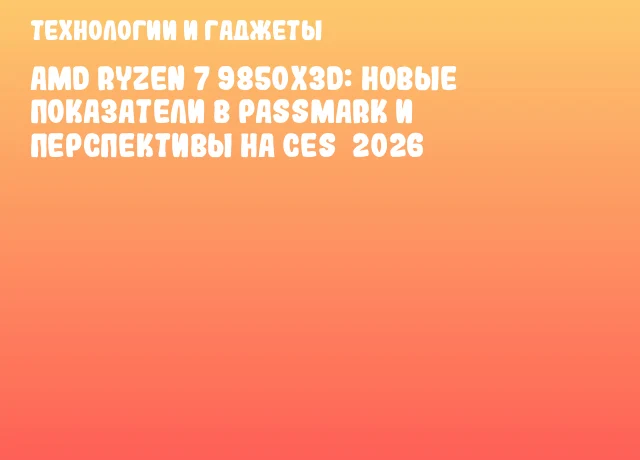 AMD Ryzen 7 9850X3D: новые показатели в PassMark и перспективы на CES 2026 AMD Ryzen 7 9850X3D: новые показатели в PassMark и перспективы на CES 2026