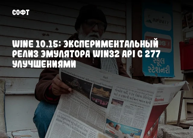 Wine 10.15: Экспериментальный релиз эмулятора Win32 API с 277 улучшениями