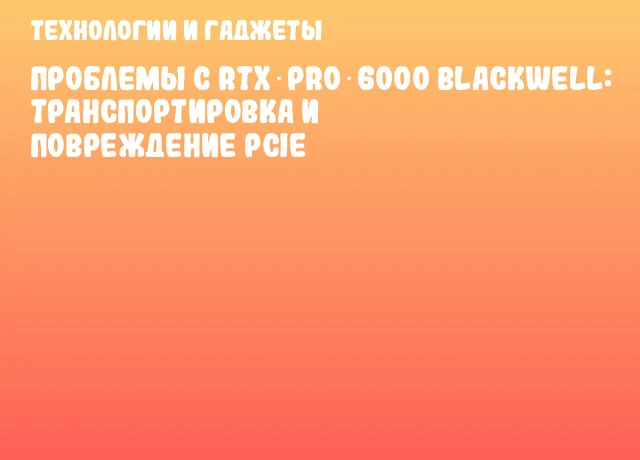 Проблемы с RTX PRO 6000 Blackwell: транспортировка и повреждение PCIe Проблемы с RTX PRO 6000 Blackwell: транспортировка и повреждение PCIe