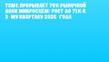 TSMC прорывает 70% рыночной доли микросхем: рост до 71% к 2‑му кварталу 2025 года