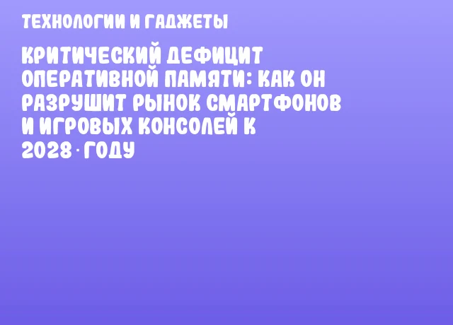 Критический дефицит оперативной памяти: Как он разрушит рынок смартфонов и игровых консолей к 2028 году Критический дефицит оперативной памяти: Как он разрушит рынок смартфонов и игровых консолей к 2028 году